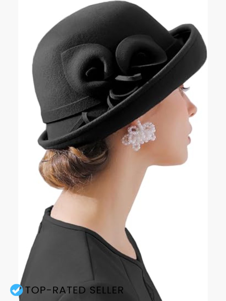 Vintage Wool Felt Bucket Hat Classic Church Wedding Winter Fedora